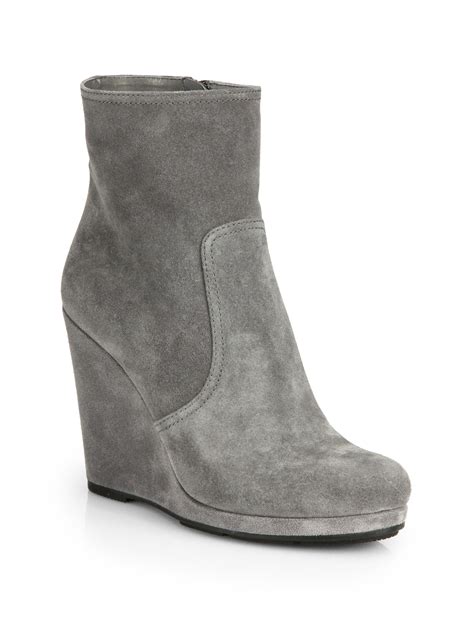 prada grey suede booties|Prada wedge boots suede.